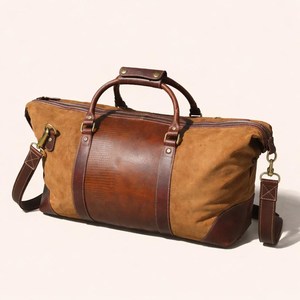 Genuine Leather Casual Luxury Sport Weekender Travel Duffle Bag Men Women Portable Lightweight Foldable Durable Adjustable <b>Strap</b> - Product Image 2