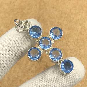 Pendentif croix en tanzanite, collier classique en argent sterling plaqué or, pierre de naissance de décembre, bijou religieux, cadeau - Product Image 6