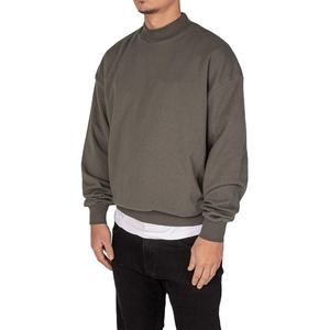 Sweatshirts surdimensionnés en coton pour hommes avec broderie de logo personnalisée Stonewashed 3D Technique Plain Crewneck Design - Product Image 5