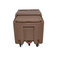 Glacière à glaçons avec couvercle coulissant isolé de qualité alimentaire, ustensiles de bar, chariot à glaçons commercial sur roues