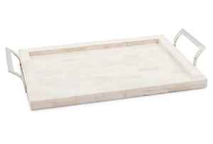 Bandeja para servir con incrustaciones de hueso con mango plateado, forma rectangular, diseño moderno, respetuoso con el medio ambiente, duradero, Apto para lavavajillas, uso en fiestas - Product Image 2