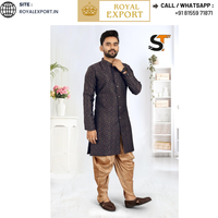 Nouveau Designer Hommes IndoWestern lourd jacquard Paithani Style Velours Dhoti Collection Pour Mariage Hommes kurta avec Dhoti