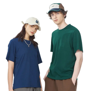 T-shirts personnalisés pour hommes en coton filé à anneaux, couleur unie, manches courtes, en gros - Product Image 4