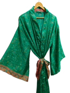 Chemise de soirée en soie kimono pour femme, multicolores, vêtements de maison doux, chemisier en soie multicolores, robe courte kimono, taille unique, longue - Product Image 4