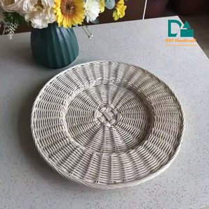 Premium Boho Rattan <b>Placemat</b> 30cm Yellow Rustic Sustainable 2-Piece Customizable Colors for Babies & Kids Party DHT Handicraft - Product Image 3