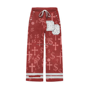 Premium 320 GSM cotton polyester fleece sweatpants green printed <b>fabric</b> reflective panel <b>rhinestone</b> embroidered logo - Product Image 1