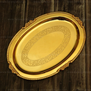 Plateaux de service en aluminium doré, décoratifs, modernes, faits à la main, écologiques, de qualité supérieure, pour mariage et ramadan - Product Image 3