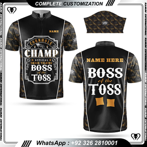 Dernière conception de sublimation personnalisée Cornhole quater zip chemises pour hommes vêtements de sport - Product Image 3