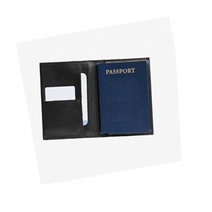 Funda de pasaporte de piel sintética con logotipo personalizado, alta calidad, Color negro - Product Image 1
