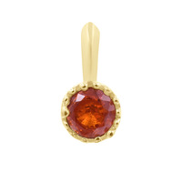 Pendentif en zirconium cubique orange de forme ronde, en argent sterling 925 plaqué or 18 carats et rhodium, certifié IGI, pour la fabrication de bijoux