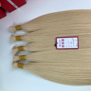 Vietnamien 20 pouces en vrac Remy Extensions de cheveux vague naturelle soyeuse droite Blonde #613 cuticule alignée Double dessiné vague vierge - Product Image 6