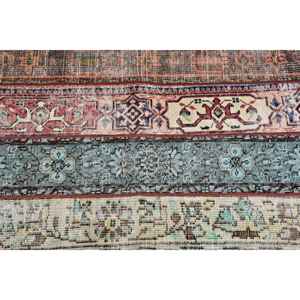 Alfombra Turca Vintage de 2.6x7.8 pies (79x237 cm), Alfombra con Bordes Azules y Rojos - Product Image 4