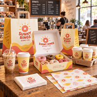 AT PACK Fournitures de boulangerie personnalisées avec des boîtes à beignets, des sacs en papier, des gobelets à café, du papier d'emballage et des emballages à emporter pour les cafés