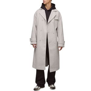 เสื้อคลุมยาวกระดุมสองแถวของผู้ชายเสื้อโค้ทขนแกะ100% สี & ขนาดเสื้อหนาวแบบคลาสสิก - Product Image 4