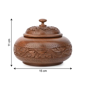 กล่องเก็บของไม้วอลนัทแกะสลักทรงกลมพร้อมฝาปิดกล่องสมบัติสไตล์วินเทจสไตล์บ้านไร่สไตล์โมเดิร์น - Product Image 4