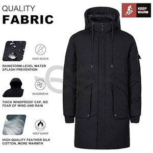 Manteaux d'hiver pour hommes Parkas épaisses imperméables coupe-vent avec longue veste rembourrée à capuche par temps froid extrême - Product Image 2
