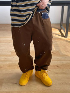 Streetwear peinture point imprimé Denim épissage Cargo pantalon hommes vêtements Skateboard pantalon haute qualité Harajuku pantalon mâle - Product Image 6