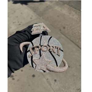 Pendentif boule 3D personnalisé de qualité VVS Moissanite avec finition en or blanc diamant éblouissant en argent sterling 925 - Product Image 1