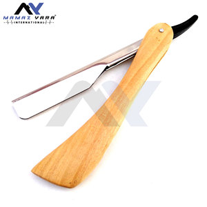 Navaja de afeitar de una sola hoja con mango de madera marrón, herramienta clásica tradicional para afeitado en húmedo, para el cuidado personal masculino, de borde recto, calidad de barbero, duradera - Product Image 2