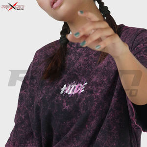 Haute qualité 260 Gsm poids lourd en détresse personnalisé lavage à l'acide unisexe femmes chemise hommes T-shirts 100% coton coupe ample imprimé - Product Image 3