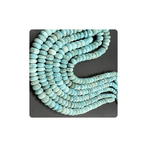 Cuentas de Larimar azul dominicano Natural 6-9mm Rondelle liso Suministro a granel 14 pulgadas Calidad Proveedor indio - Product Image 5