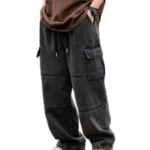 Jeans cargo pour hommes de qualité supérieure Pantalon en denim durable à coupe décontractée avec plusieurs poches pour un usage décontracté quotidien Streetwear Hip Hop - Product Image 4