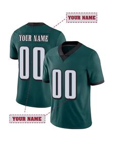 เสื้อฟุตบอลอเมริกันพิมพ์ลายระบายอากาศได้ดีสำหรับผู้ชาย พร้อมชื่อและหมายเลขแบบกำหนดเอง รุ่น Philadelphia สีเขียว คอวี แขนสั้น - Product Image 3