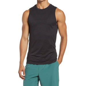 Camiseta sin mangas para hombre a granel hecha a medida MOQ bajo ropa de entrenamiento de gimnasio de punto transpirable con decoración bordada estilo informal - Product Image 1