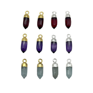 Pendentif à pointe d'amazonite 5x13mm en argent sterling plaqué or pour la fabrication de bijoux - Product Image 4