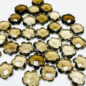 Piedra Preciosa Suelta de Cuarzo Ahumado Tallada a Mano en Forma de Flor de 10 mm para Joyería y Artesanía - Product Image 4