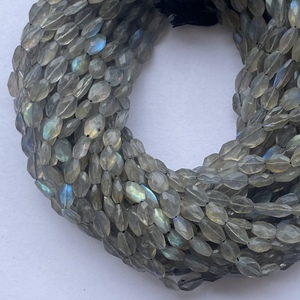 Perles de pierres précieuses ovales facettées en labradorite grise naturelle de 6 mm, 8 mm, 10 mm, brins pour la création de bijoux, qualité AAA, certifiées IGI, faites à la main - Product Image 2