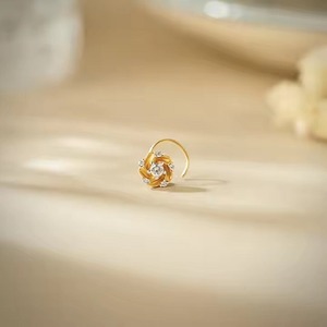 14K Yellow Gold Elegant Indian Style Round <b>Nose</b> Pin Diamond Studs Classic Style Classic <b>Rings</b> <b>Women</b> Gifts - Product Image 4