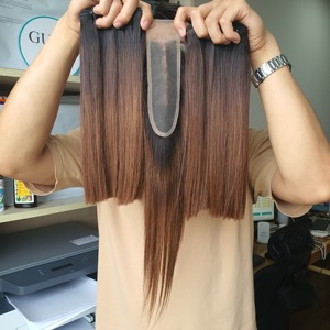 Pièce gratuite pour closure en dentelle HD, mèches Remy vierges brutes de donneur unique, tissage double machine, ondulation naturelle profonde, orange gingembre - Product Image 1