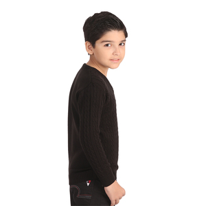 Suéter tipo jersey con cuello redondo para niños y mujeres, ropa de invierno tejida con capucha y decoración estampada, venta al por mayor - Product Image 2