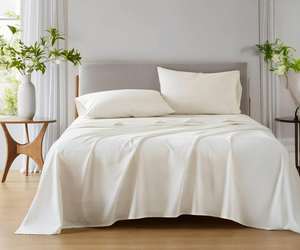 Juego de Sábanas de 4 Piezas de Calidad de Exportación, 300 Hilos, Tamaño Queen, Color Marfil, Tela Suave y Lisa para un Sueño Confortable, Precio de Mayoreo - Product Image 1