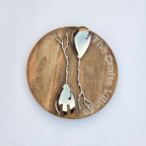 Juego de servidor de ensalada de acero inoxidable con mango decorativo de acabado de aluminio para cocina y comedor - Product Image 1