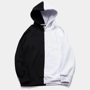 Sweat à capuche Techwear personnalisé en coton mélangé pour hommes Pull OEM vierge avec logo personnalisé Color Block Casual Bicolor Sweat à capuche Sweat à capuche - Product Image 1