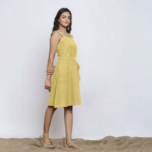 Design personnalisé lin naturel femmes robe col carré longueur au genou coton lin mélangé lin robes mi-longues pour les femmes meilleure robe - Product Image 3