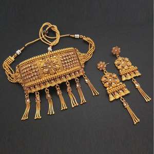 Ensembles de bijoux fins de création réelle AD Stone Copper Choker Necklace FBB0012A - Product Image 1