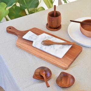 Dip Bowl and Tray Set for Spices Seasonings & Condiments Wooden Dipping Bowls Wood Sauce Dish - Product Image 2