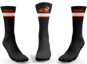 Calcetines deportivos atléticos con logotipo personalizado para hombre, poliéster/LICRA sin costuras de mejor rendimiento, posición corporal totalmente personalizada, ODM al por mayor - Product Image 2