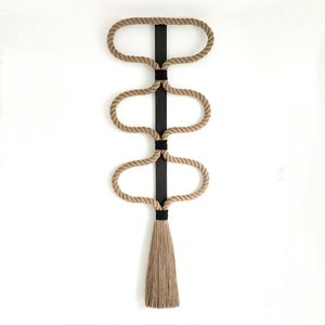 Grande <span class=keywords><strong>macramè</strong></span> <span class=keywords><strong>nodi</strong></span> decorativi moderni da appendere a parete arte minimalista morbida parete scultura in fibra oggetto d'arte unico artigiano - Product Image 1