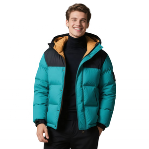 Blouson en jean pour moto personnalisé en usine, coque en cuir véritable, coupe ajustée, col en V, rembourrage en fibre de polyester, doudoune d'hiver pour homme - Product Image 4