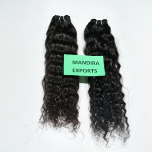 Vente en gros d'extensions de cheveux indiens humains non transformés de qualité supérieure 100% paquets vierges bruts de couleur noire crépus bouclés - Product Image 2