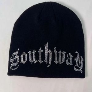 Elegante Gorro con purpurina de diamantes de imitación, gorro de punto cálido con efecto brillante, gorro de calavera de invierno para mujer para un aspecto de ropa de calle de moda - Product Image 4