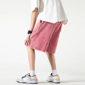 กางเกงขาสั้นผู้ชายสไตล์วินเทจสีทึบสไตล์ไฮสตรีทสำหรับยิมออกกำลังกายแบบลำลองระบายอากาศ - Product Image 3