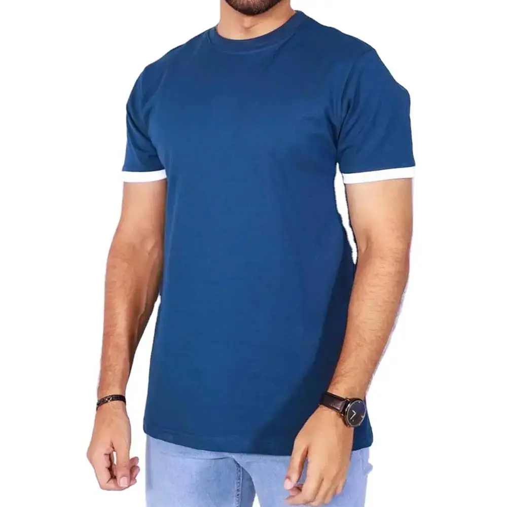 Camiseta unissex manga curta 100% algodão pima com marca personalizada Madmext azul marinho masculina básica