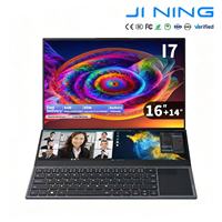 Ordinateur portable professionnel double écran 16+14 pouces pour montage vidéo, Intel Core i7-9850H, 16 Go de RAM, 1 To SSD, écran tactile IPS, en plastique