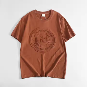 T-shirts surdimensionnés en coton biologique 100% pour hommes de haute qualité respirant impression 3D gaufrage Logo personnalisé Service OEM vierge - Product Image 4