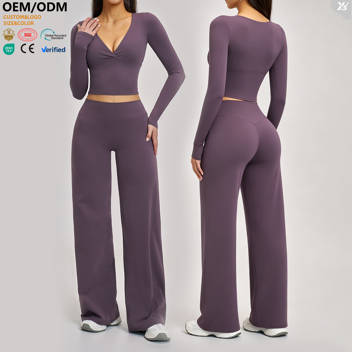 XW-ECX4520 Custom Quick Dry Women Yoga Set OEM ODM Breathable V Neck Yoga Top High Support Wholesale Pilates Fitness Leisurewear